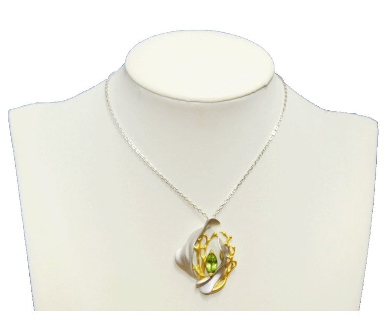 Peridot Bloom Two-Tone Sterling Silver Necklace