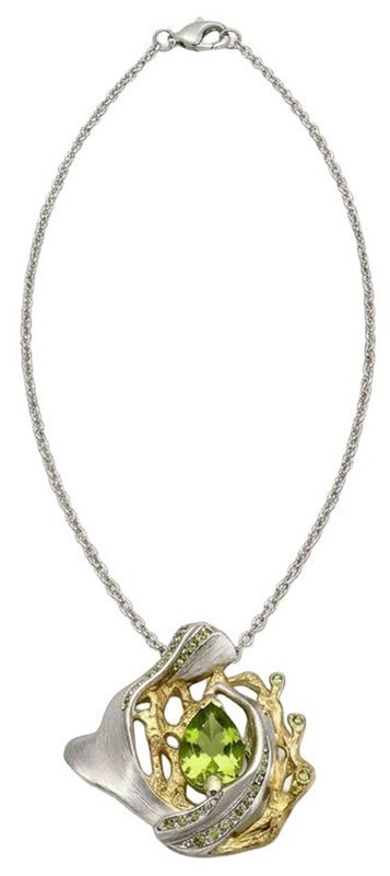 Peridot Bloom Two-Tone Sterling Silver Necklace Peridot Bloom Two-Tone Sterling Silver Necklace