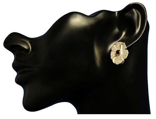 Italian Garnet Blossom English Lock Earrings