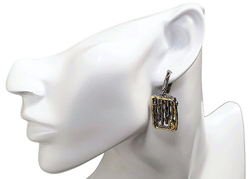 Peridot Openwork Two-Tone Drop Earrings Peridot Openwork Two-Tone Drop Earrings