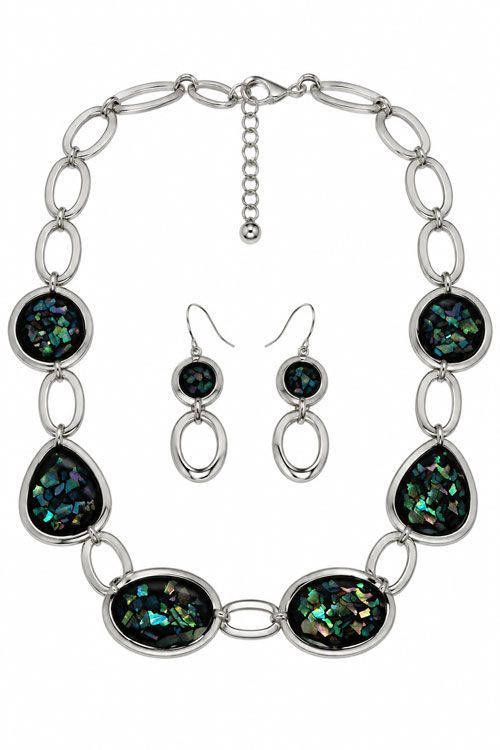 Iridescent Silver-Tone Jewelry Set Iridescent Silver-Tone Jewelry Set