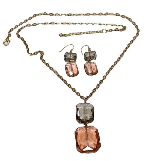 Faceted Glass Necklace & Earring Set Faceted Glass Necklace & Earring Set