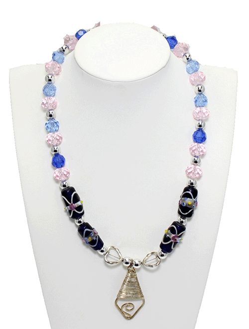 Mixed Media with Beads & Silver Necklace Mixed Media with Beads & Silver Necklace