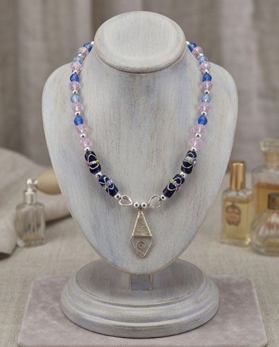 Mixed Media with Beads & Silver Necklace Mixed Media with Beads & Silver Necklace