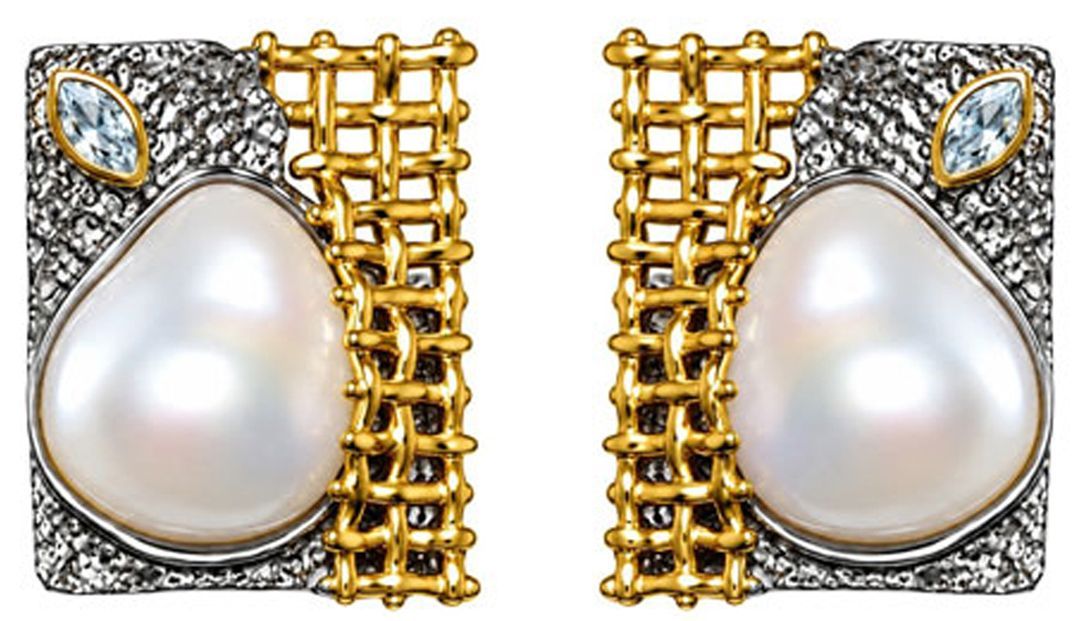 Bronze Pearl & Topaz Gold-Plated Sterling Silver Earrings Bronze Pearl & Topaz Gold-Plated Sterling Silver Earrings