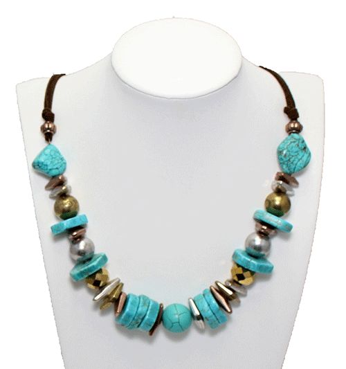 Faux Turquoise & Mixed Media Necklace Faux Turquoise & Mixed Media Necklace