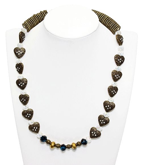 Bronze Heart Beaded Necklace Bronze Heart Beaded Necklace