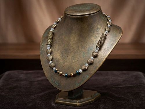 Bronze Heart Beaded Necklace Bronze Heart Beaded Necklace