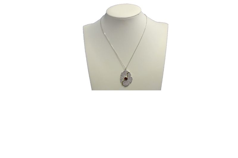 Italian Garnet Blossom Two-Tone Necklace