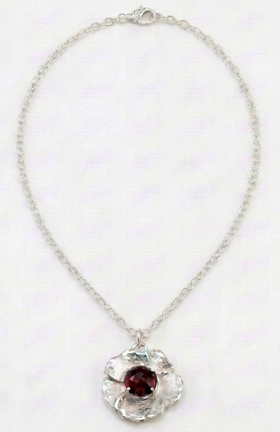 Italian Garnet Blossom Two-Tone Necklace Italian Garnet Blossom Two-Tone Necklace