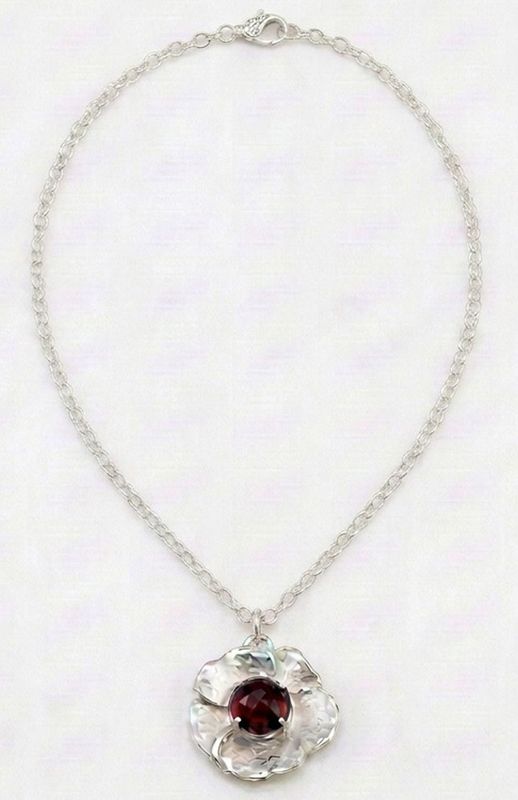 Italian Garnet Blossom Two-Tone Necklace
