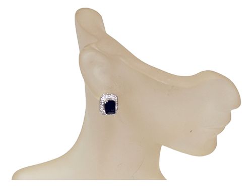 Sapphire & White Topaz Halo Stud Earrings Sapphire & White Topaz Halo Stud Earrings