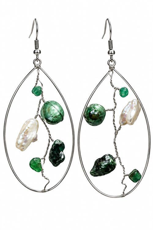 Verdant Beaded Sterling Silver Statement Earrings