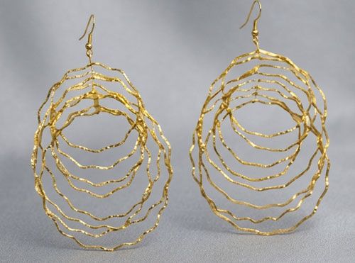 Gold Tone Layered Wire Circle Earrings Gold Tone Layered Wire Circle Earrings