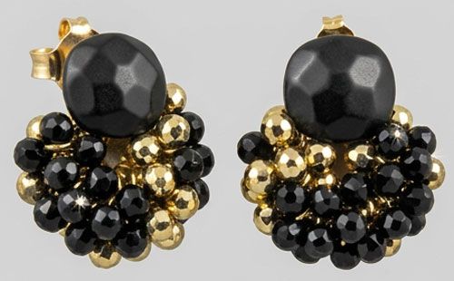 Black & Gold Lucite Clip-On Earrings Black & Gold Lucite Clip-On Earrings