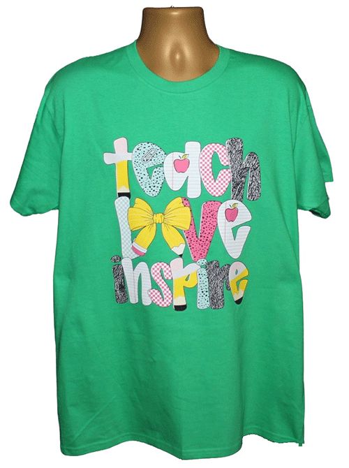 Inspirational Teach Love Inspire P> Graphic Tee Inspirational Teach Love Inspire P> Graphic Tee