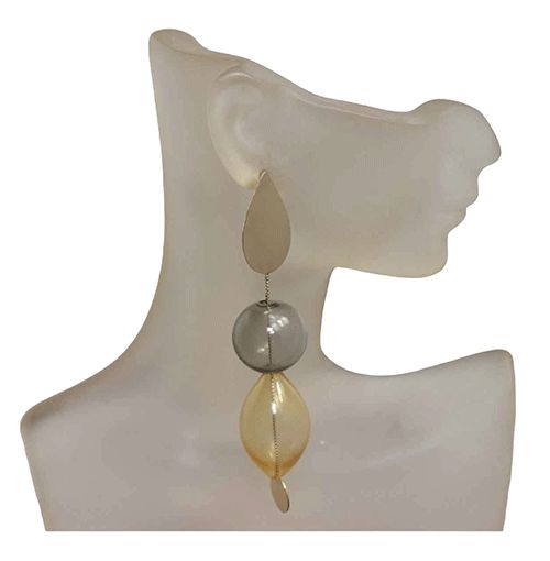 Amber & Taupe Glass Drop Earrings