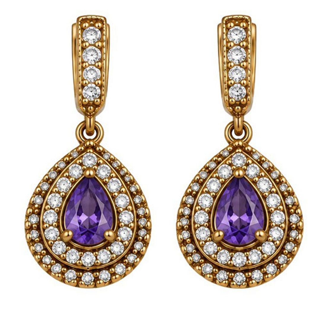 Amethyst & Crystal Drop Earrings Amethyst & Crystal Drop Earrings