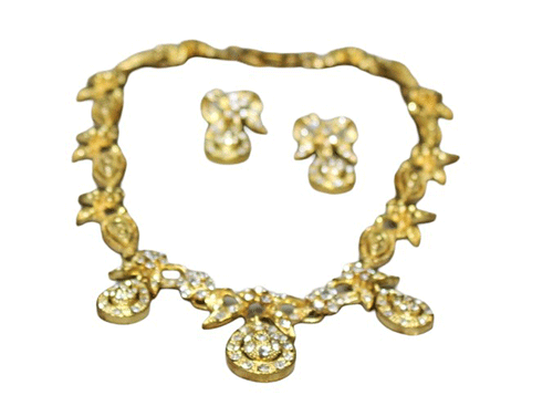 Sparkling Gold Crystal Jewelry Set