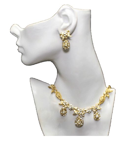 Sparkling Gold Crystal Jewelry Set