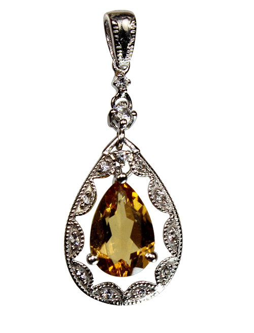 Sparkling Amber Diamond Pendant