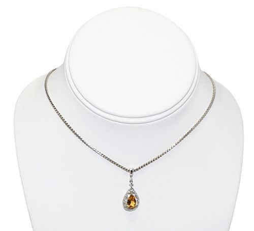 Sparkling Amber Diamond Pendant