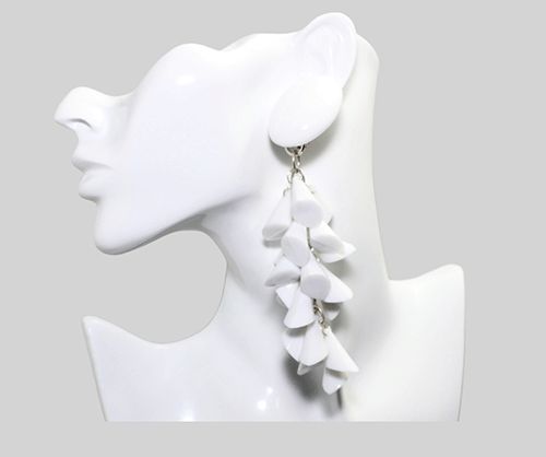 Bold White Chunky Clip-On Earrings