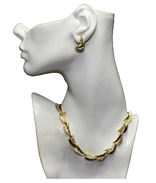 Sparkling Gold Tone & Crystal Jewelry Set