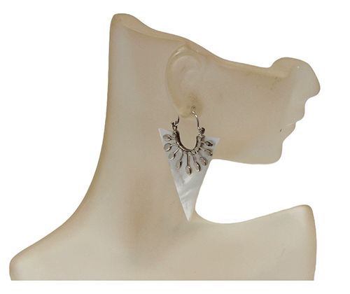 Geometric Mother-of-Pearl Sterling Silver Hoops Geometric Mother-of-Pearl Sterling Silver Hoops