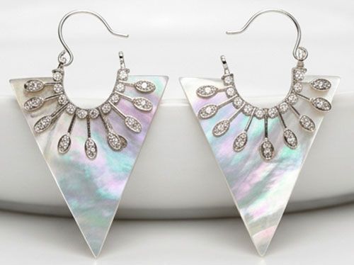 Geometric Mother-of-Pearl Sterling Silver Hoops Geometric Mother-of-Pearl Sterling Silver Hoops