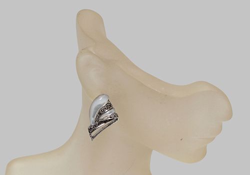Marcasite & Mother of Pearl Sterling Silver Earrings Marcasite & Mother of Pearl Sterling Silver Earrings