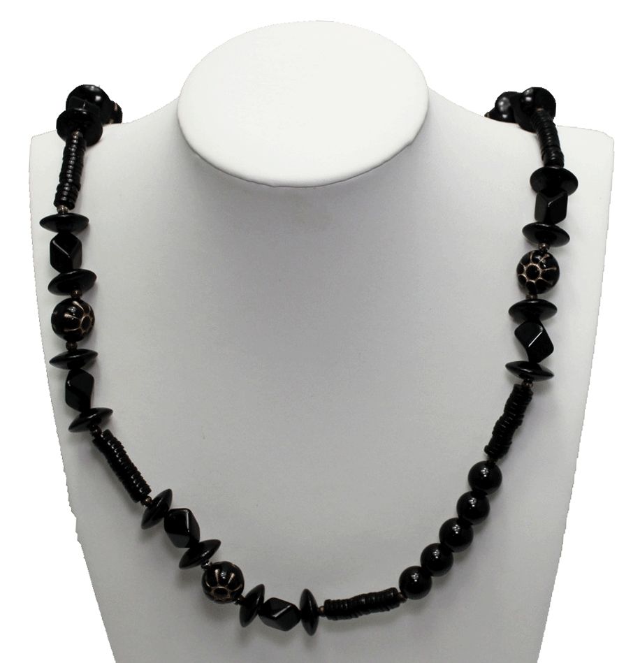 Vintage Black & Gold Beaded Necklace