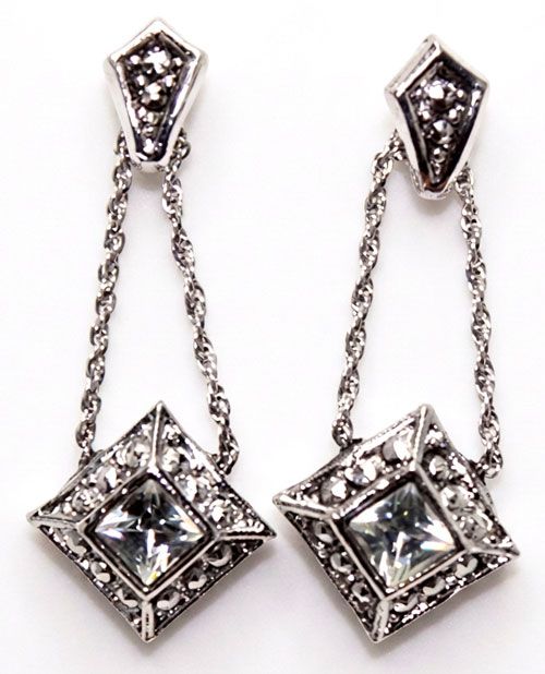 Vintage Crystal Geometric Drop Earrings Vintage Crystal Geometric Drop Earrings