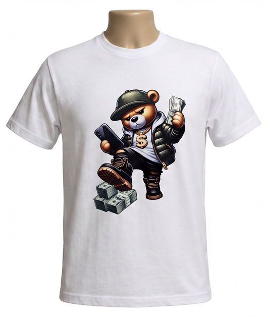Bear with Money Stacks Graphic Tee Bear with Money Stacks Graphic Tee
