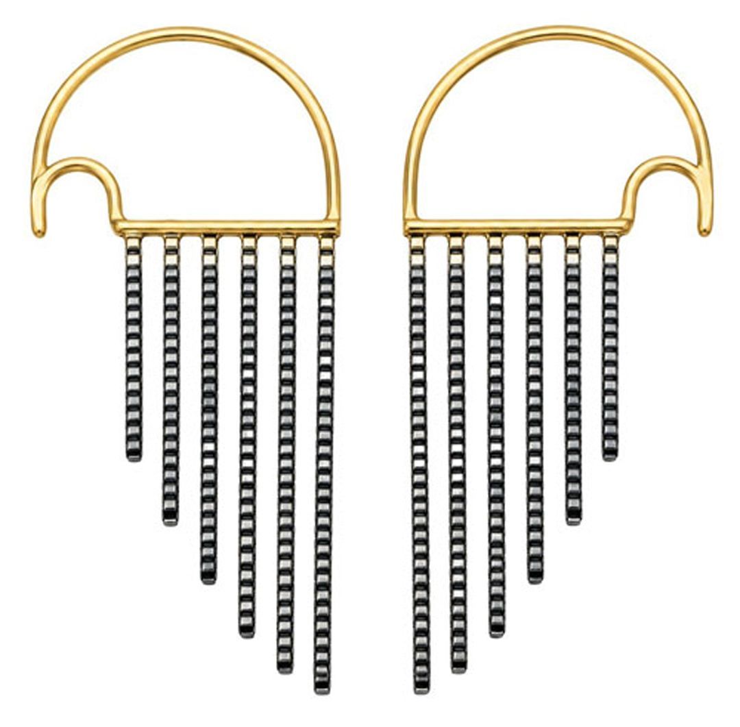 Gold & Sterling Silver Fringe Earrings