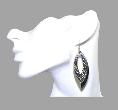 Black & Silver Metallic Leaf Earrings