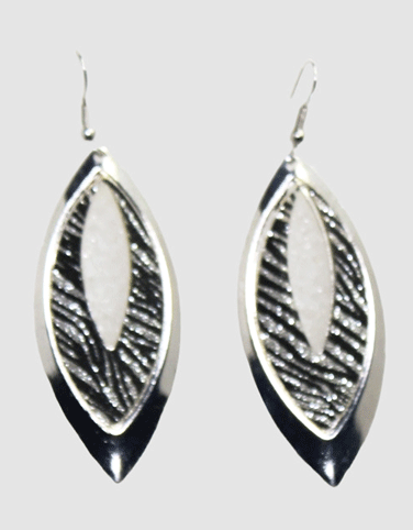 Black & Silver Metallic Leaf Earrings