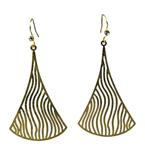 Brass Triangle Gold Tone Earrings