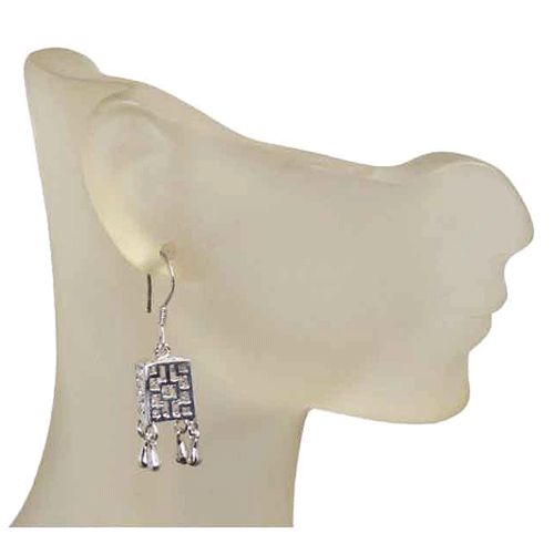 Stepping Cube Sterling Silver Earrings