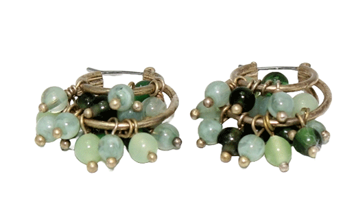 Artisan Green Beaded Cluster Earrings