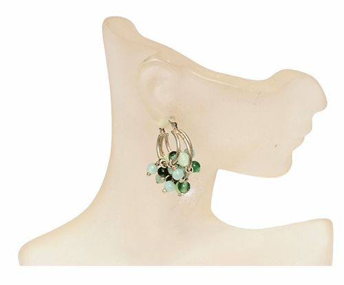 Artisan Green Beaded Cluster Earrings