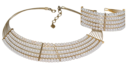 Classic Pearl Statement Choker & Bracelet Set