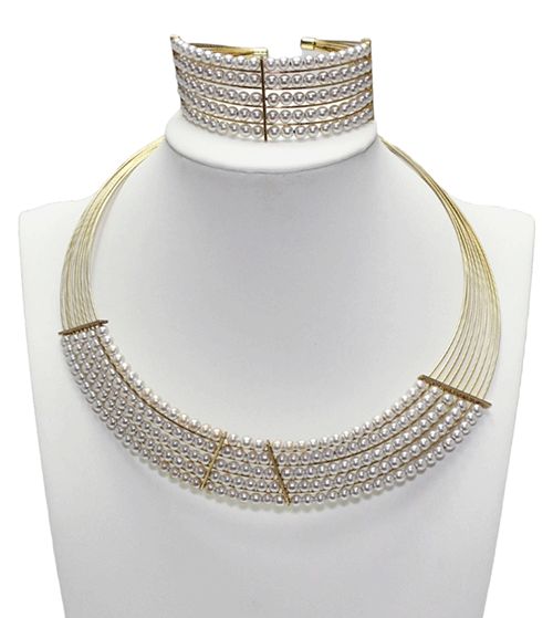 Classic Pearl Statement Choker & Bracelet Set
