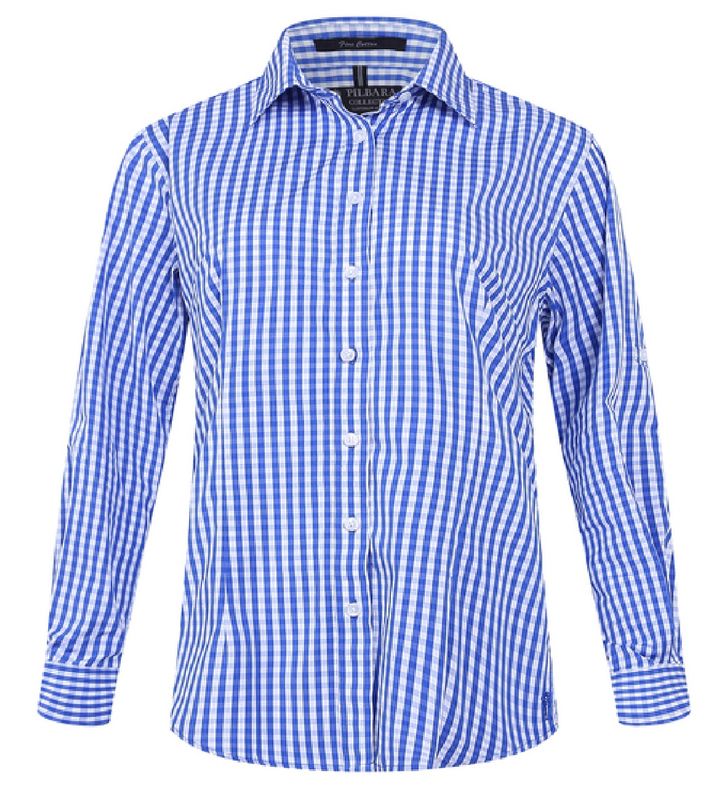 Pilbara small check long sleeve shirt