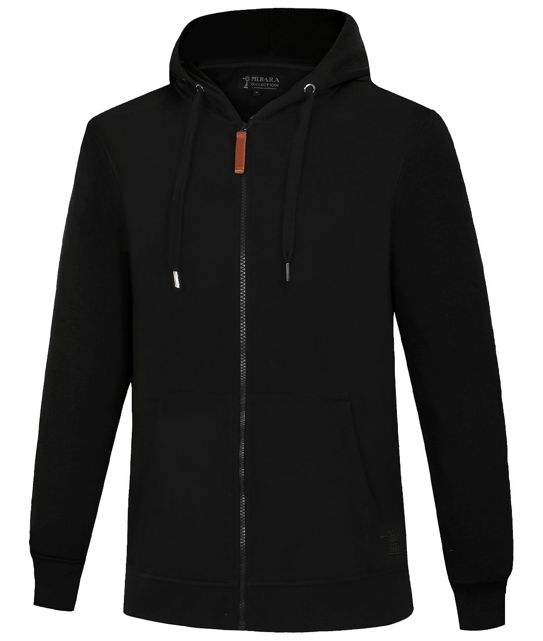 Mens Classic Zip Through Hoodie RMPC093, Colour: Black, Size: XS