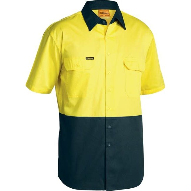 BS1895 Bisley 50+ UPF 2 Tone Hi Vis Cool Lightweight S/S Work Shirtr