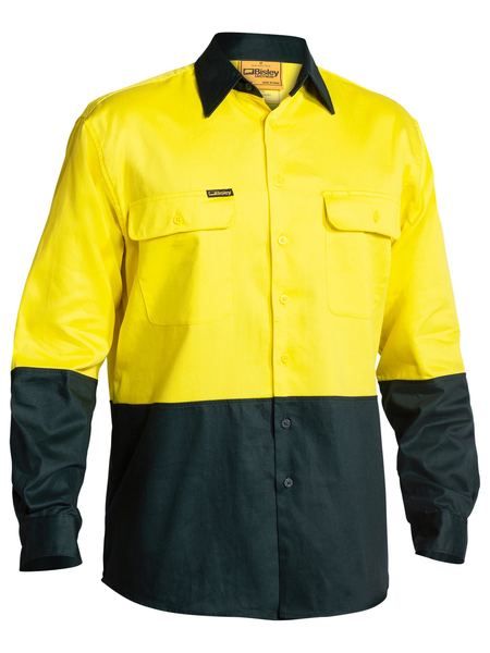BS6267 Bisley Two Tone Hi Vis Open Front L/S Work Shirt