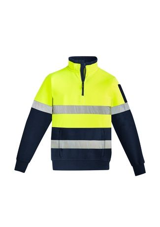 Mens Hi Vis 1/4 Zip Pullover - Hoop Taped ZT566, Colour: Yellow/Navy, Size: 2XL