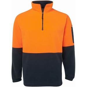 6HAPONAX Mens H/V Polar Fleece Pullover, Colour: Orange/Navy, Size: XS