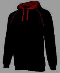 3CFHBOHX Mens Contrast Fleecy Hoodie, Colour: Black/Orange, Size: XS